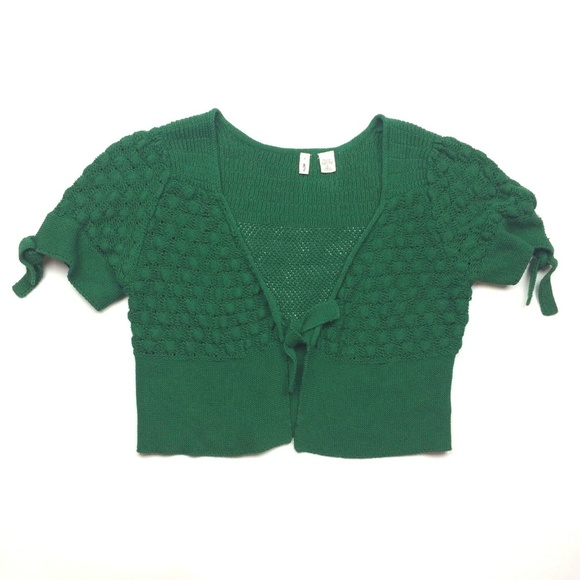 Anthropologie Sweaters - MOTH M Tie Front Shrug Cardigan Sweater Cropped